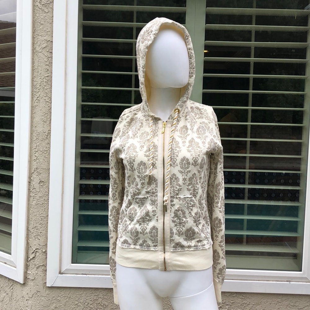 Vintage Juicy Couture Beige/Gray ZIP Up Hoodie SzSm